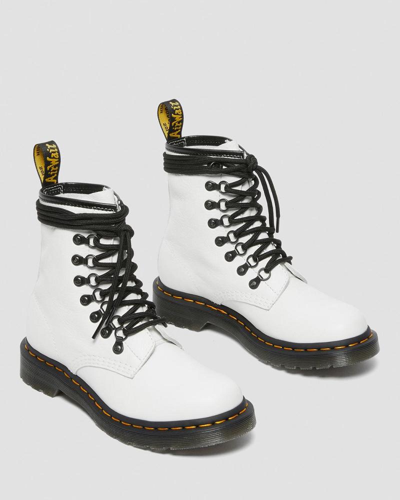 Dr Martens 1460 Laced Virginia Læder Snørestøvler Dame Hvide | DK 167WNB